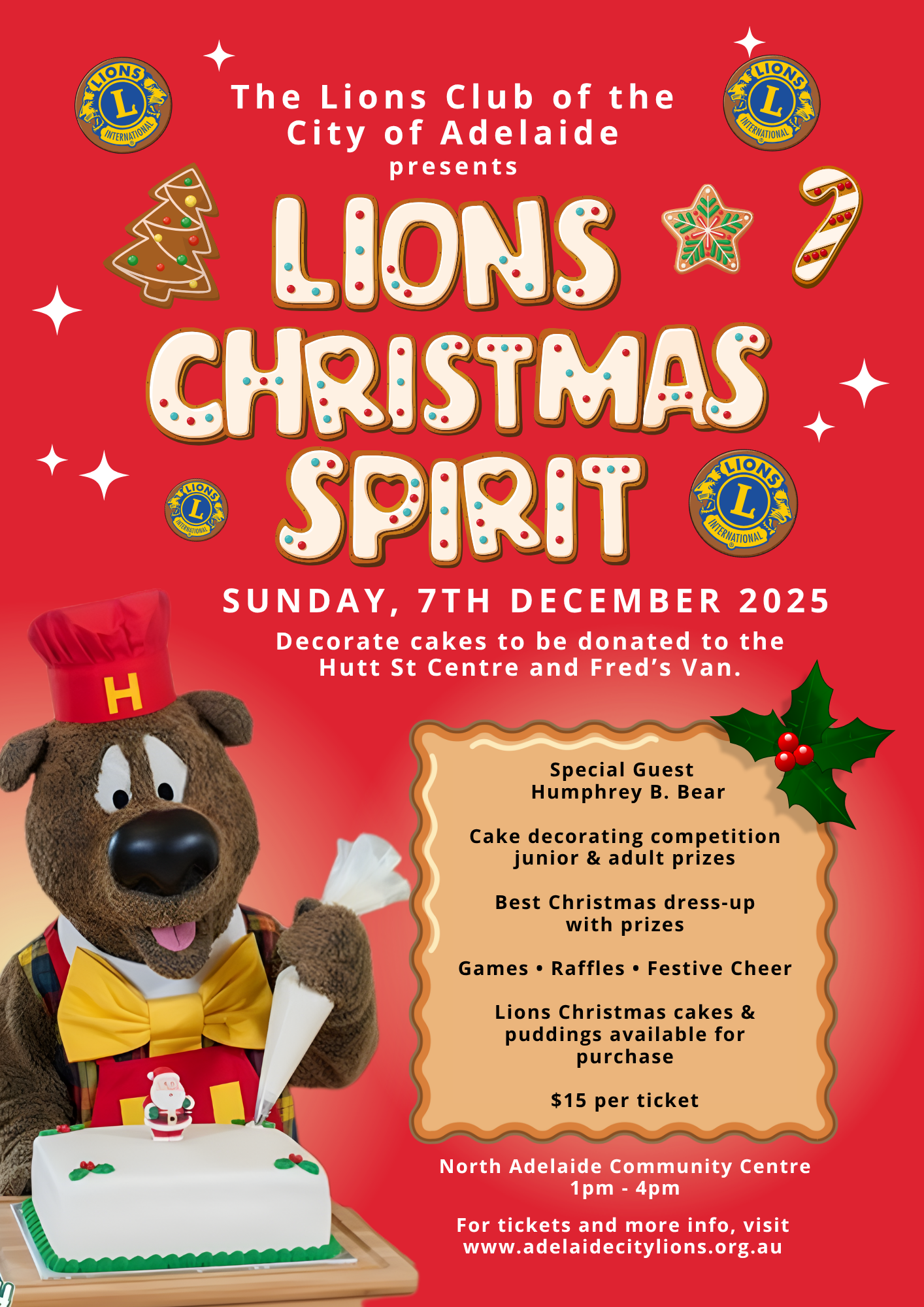 Lions Christmas Spirit 2025 Cookies & Humphrey flyer Lions Christmas Spirit 2025 Cookies & Humphrey flyer